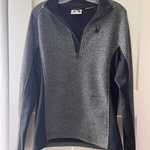 Spyder Men's Black and Gray Zip-Up Sweater